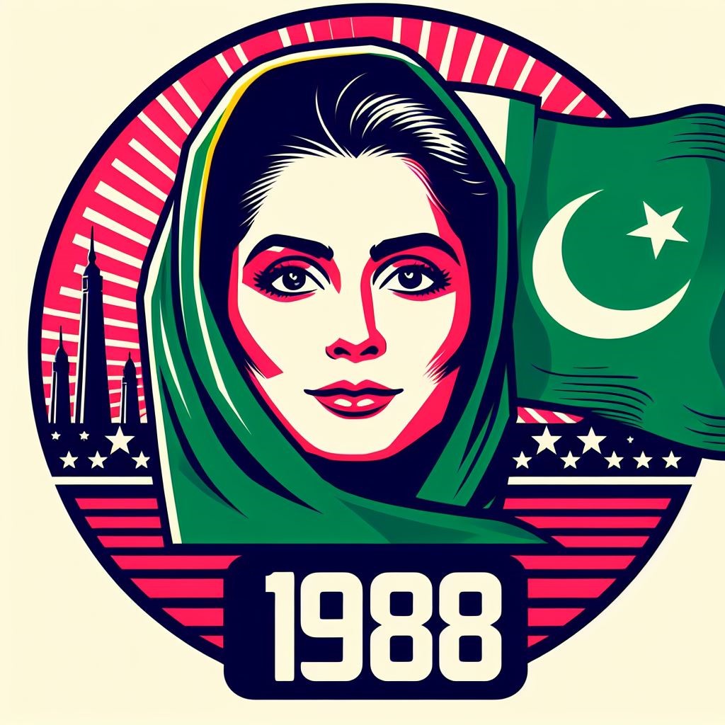 A drawing of a Pakistani woman with a headscarf, similar to but not actually Benazir Bhutto