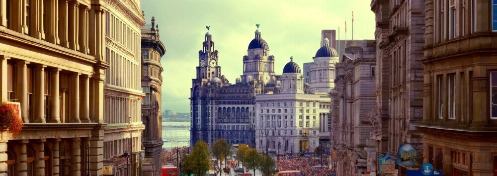 Liverpool looking towards the Liver Bulding (AI generated) Liverpool looking towards the Liver Bulding (AI generated)