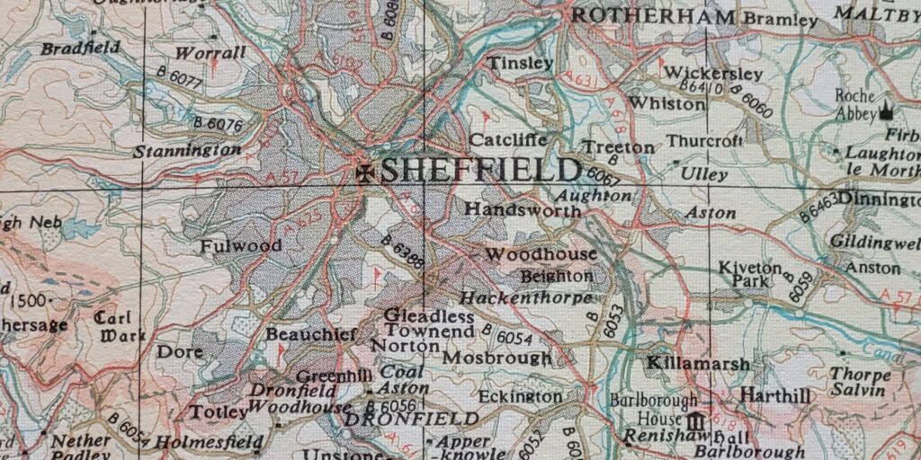 Map showing Sheffield, the home of the Human League