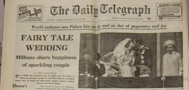 Headline from the Daily Telegraph of 30 July 1981