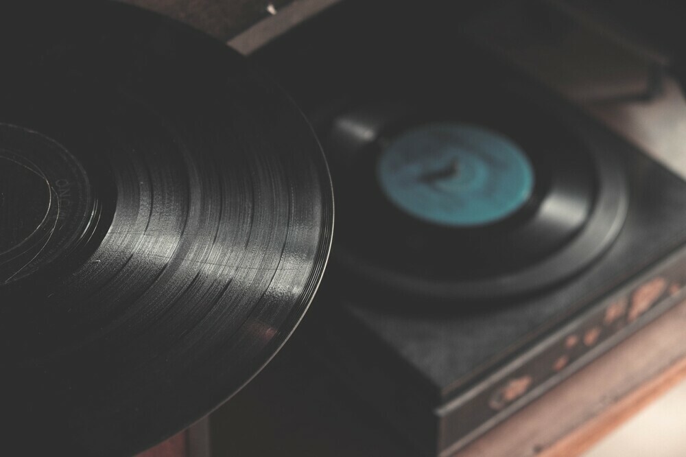 Records and a record player Records and a record player