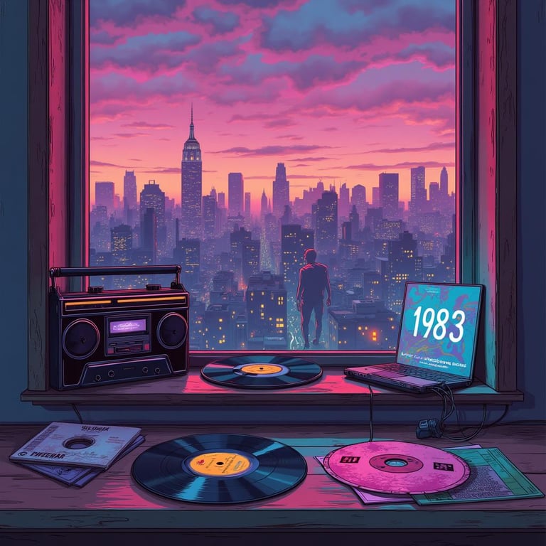 An image giving the vibe of 1983's music in the UK singles charts